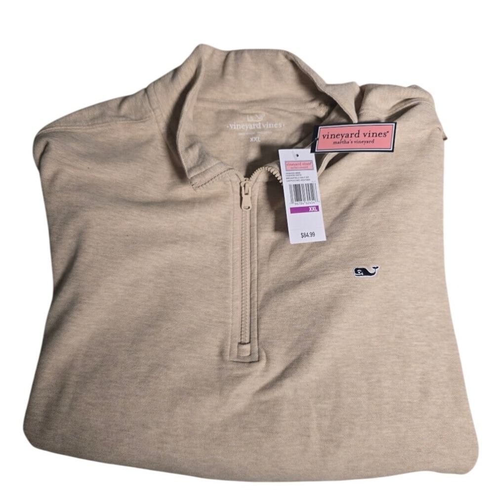 Vineyard Vines NWT Men XXL Bradley HalfZip Sweater Cappuccino Heather 100%Cotton